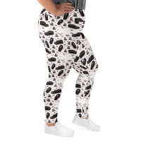 Hearse & Coffin pattern on plus size women's leggings, right-side view