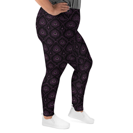 All-Seeing Eye pattern on plus size women's leggings, right-side view