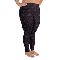 All-Seeing Eye pattern on plus size women's leggings, right-side view