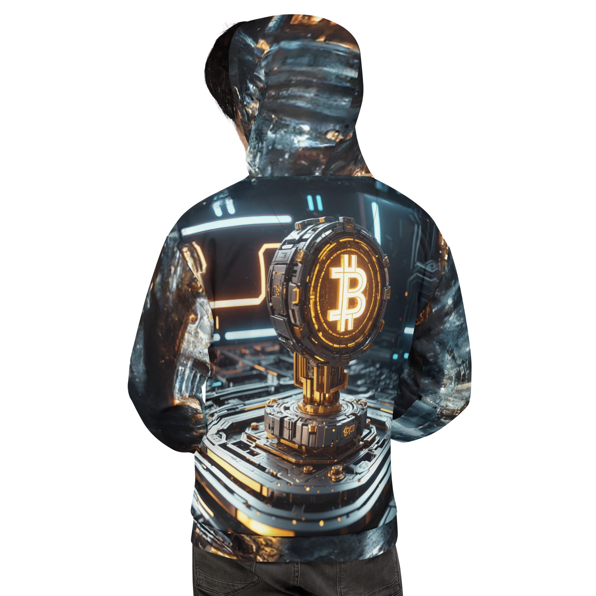 Futuristic Bitcoin Microchip BTC Symbol Unisex Hoodie Sweatshirt