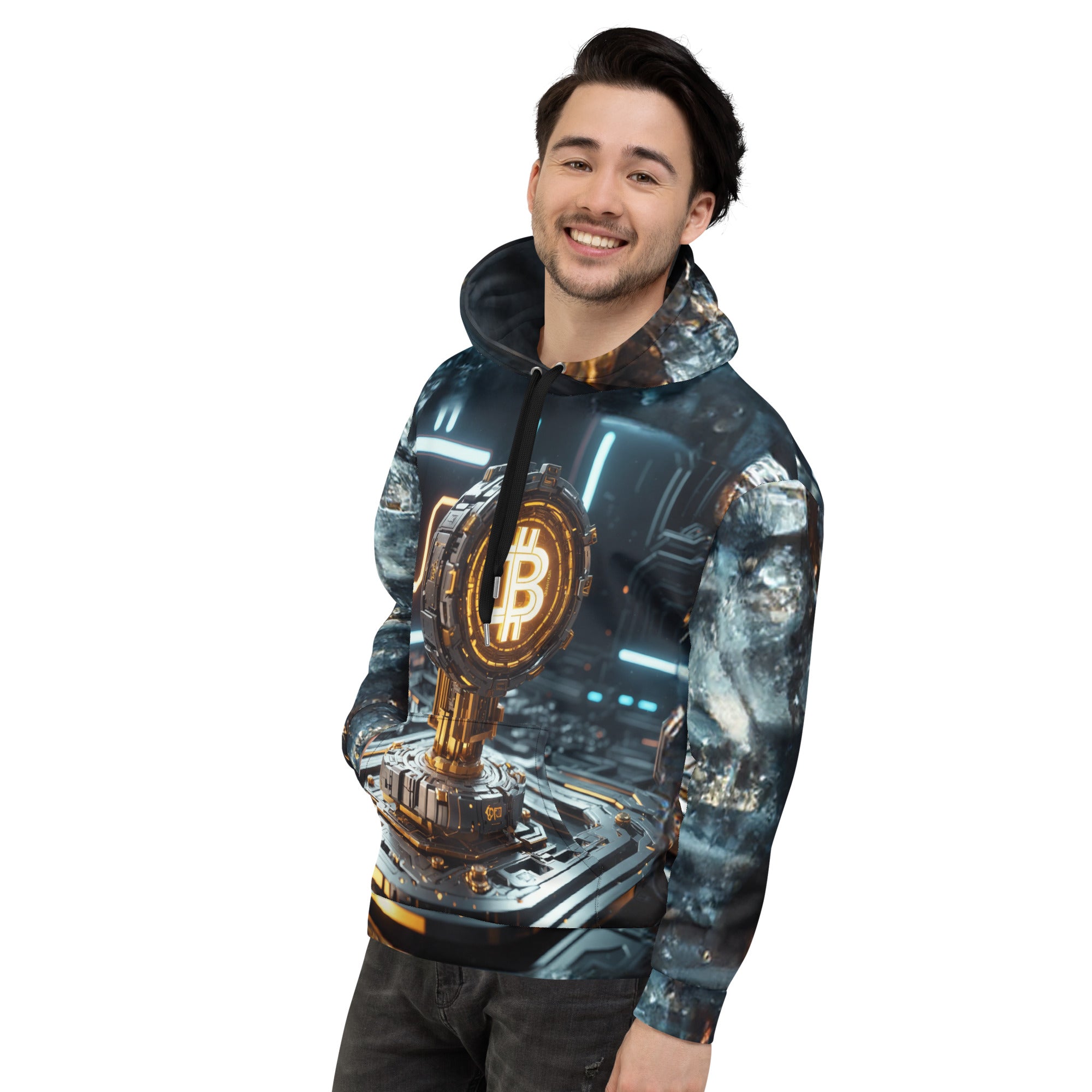 Futuristic Bitcoin Microchip BTC Symbol Unisex Hoodie Sweatshirt
