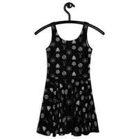 Demonology Occult Symbols pattern on women's skater dress, back view