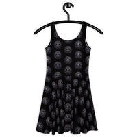 All-Seeing Eye Medallions pattern on women's skater dress, back view
