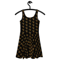 Eye of Ra pattern on women's skater dress, back view