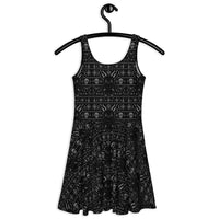 Baby Krampus Christmas Pattern pattern on women's skater dress, back view