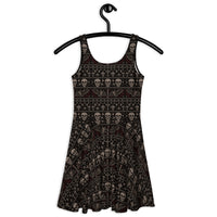Skulls & Bats Christmas Pattern pattern on women's skater dress, back view