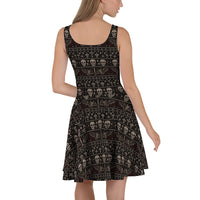 Skulls & Bats Christmas Pattern pattern on women's skater dress, back view
