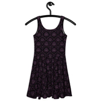 All-Seeing Eye pattern on women's skater dress, back view