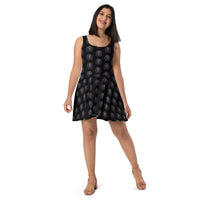 All-Seeing Eye Medallions pattern on women's skater dress, front view