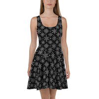 Gothic Snowflakes pattern on women's skater dress, front view