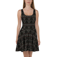 Gothic Christmas Tree pattern on women's skater dress, front view