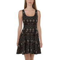 Skulls & Bats Christmas Pattern pattern on women's skater dress, front view