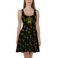 Tree of Life pattern on women's skater dress, front view