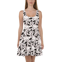 Hearse & Coffin pattern on women's skater dress, front view