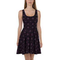 All-Seeing Eye pattern on women's skater dress, front view