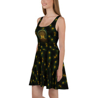 Tree of Life pattern on women's skater dress, left-side view