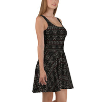 Gothic Christmas Tree pattern on women's skater dress, right-side view