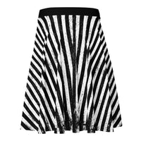 Distressed Vertical Stripes pattern on women's skater skirt, back view