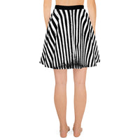 Distressed Vertical Stripes pattern on women's skater skirt, back view