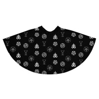 Demonology Occult Symbols pattern on women's skater skirt, back view