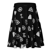 Viking Runes & Norse Symbols pattern on women's skater skirt, back view