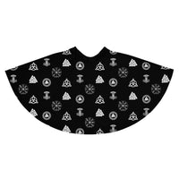 Viking Runes & Norse Symbols pattern on women's skater skirt, back view