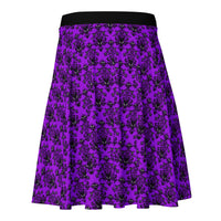 Purple Haunted Mansion pattern on women's skater skirt, back view