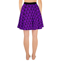 Purple Haunted Mansion pattern on women's skater skirt, back view
