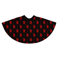 Black Krampus pattern on women's skater skirt, back view