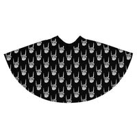 Devil Horns Bone Hands pattern on women's skater skirt, back view