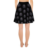 All-Seeing Eye Medallions pattern on women's skater skirt, back view