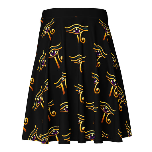 Eye of Ra pattern on women's skater skirt, back view