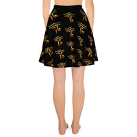 Eye of Ra pattern on women's skater skirt, back view