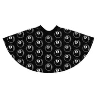 8 Ball Billiards pattern on women's skater skirt, back view