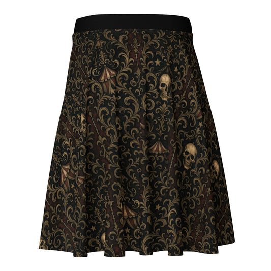Skull Carnival pattern on women's skater skirt, back view