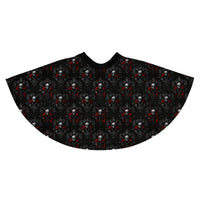 Bloody Skulls & Red Roses pattern on women's skater skirt, back view