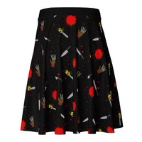 Classic Horror Weapons pattern on women's skater skirt, back view