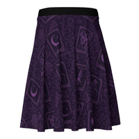 Purple Tarot Cards pattern on women's skater skirt, back view