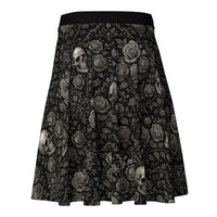 Skulls & Roses pattern on women's skater skirt, back view