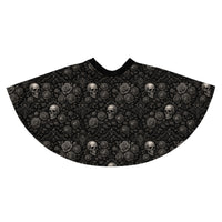Skulls & Roses pattern on women's skater skirt, back view
