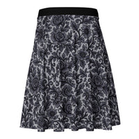 Black Rose Lace pattern on women's skater skirt, back view