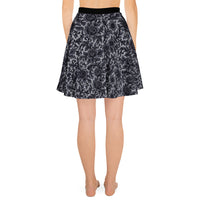 Black Rose Lace pattern on women's skater skirt, back view