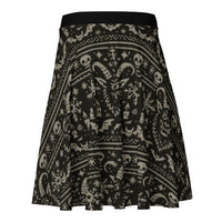 Krampus Christmas Pattern pattern on women's skater skirt, back view