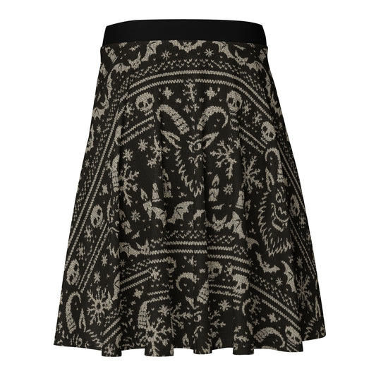 Krampus Christmas Pattern pattern on women's skater skirt, back view
