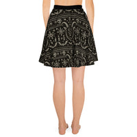 Krampus Christmas Pattern pattern on women's skater skirt, back view