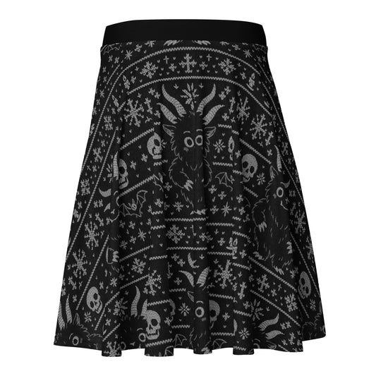 Baby Krampus Christmas Pattern pattern on women's skater skirt, back view