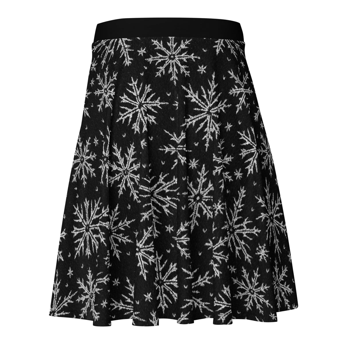 Gothic Snowflakes pattern on women's skater skirt, back view