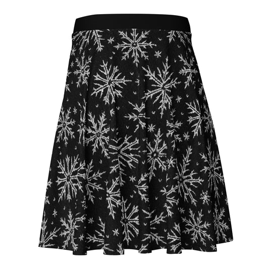 Gothic Snowflakes pattern on women's skater skirt, back view
