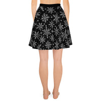 Gothic Snowflakes pattern on women's skater skirt, back view