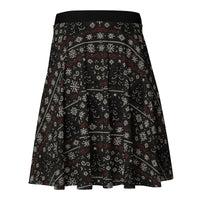 Gothic Christmas Tree pattern on women's skater skirt, back view